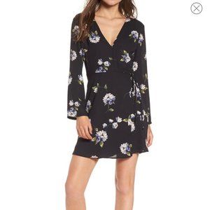 Lush Elly Black Floral Wrap Dress